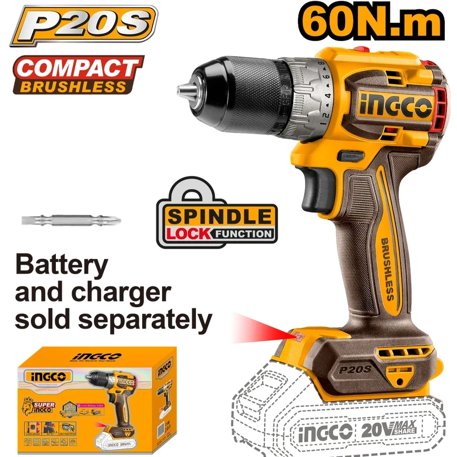 Compact Brushless Cordless Drill | CDLI206021 | 20V Max | 60Nm High-Torque (Unit Only)