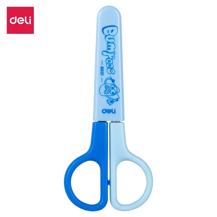 Deli E6021 Safety Scissor - 121mm (4 4/5") Blunt Tip, Stainless Steel Blade, Symmetrical Handle (Blue)