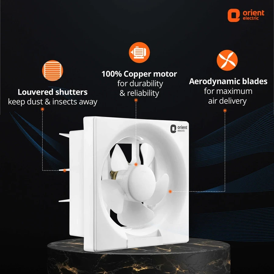 Orient UX Ductable 250 Exhaust Fan 10-inch | 40W High-Performance Motor | 220-240V | 38cm Frame | White/Black/Ivory