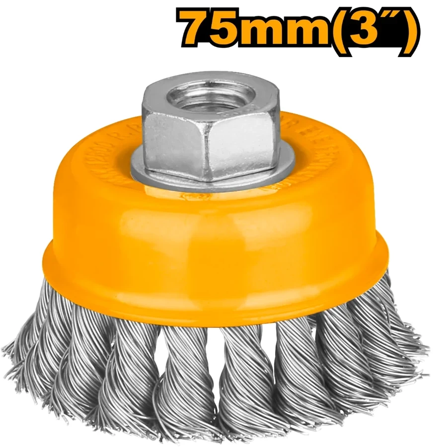Industrial Twisted Knot Wire Cup Brush | WB20752 | 75mm (3") Heavy-Duty