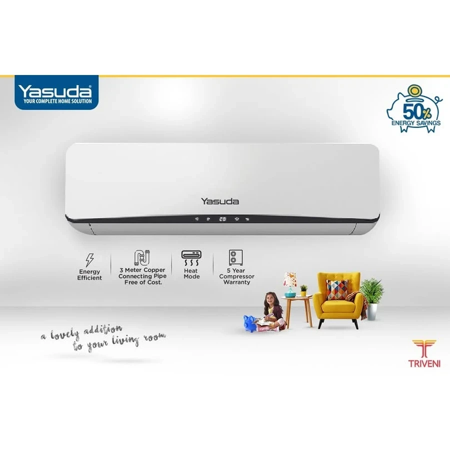 Yasuda YS-AC12TTI 1.0 Ton Inverter Air Conditioner | Energy Efficient Inverter Technology | Fast Cooling & Quiet Operation for Small Rooms