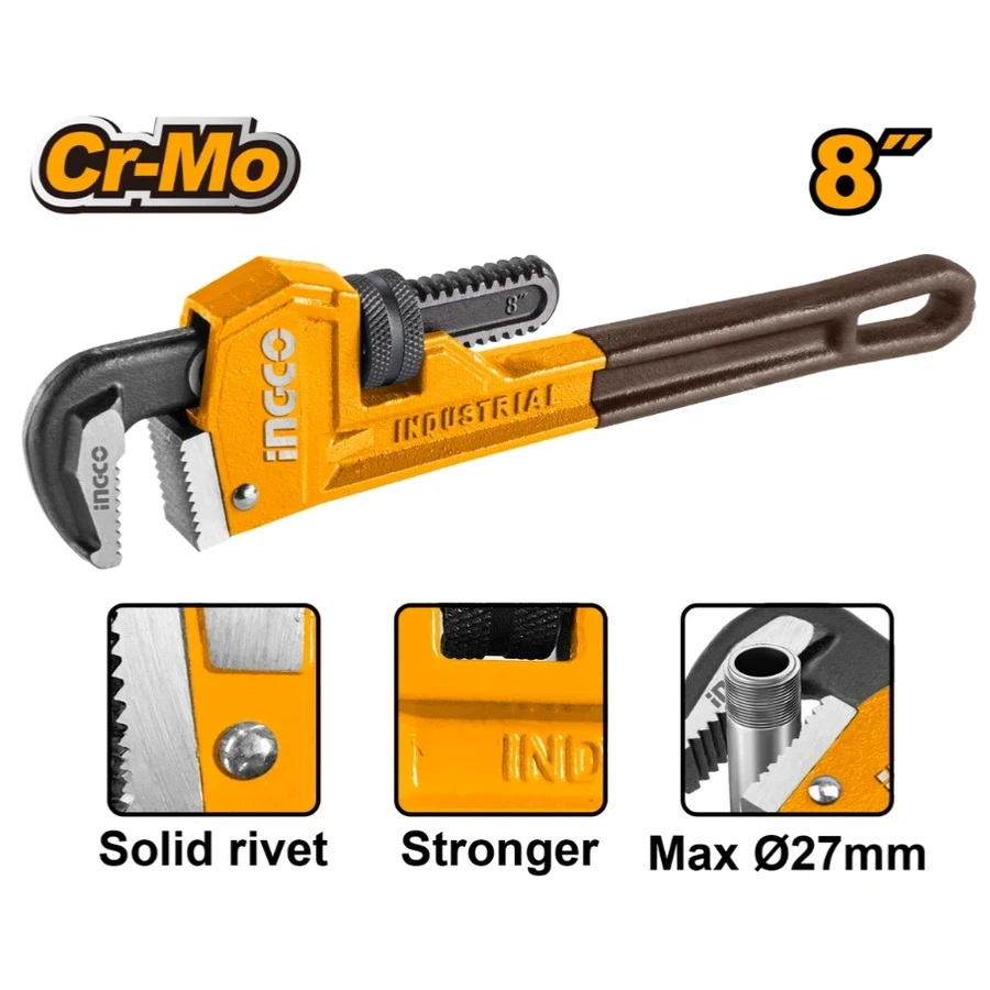 Heavy-Duty Pipe Wrench | HPW0808 | 8" (200mm) | Ductile Cast Iron