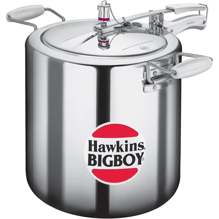 Hawkins Big Boy Pressure Cooker | 14L / 18L / 22L Professional Capacity | 4.88mm Extra Thick Base | Reinforced Fibreglass Handles | Silver