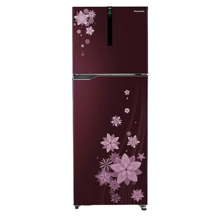 Panasonic NR-BG271VPW3 270L Double Door Refrigerator | Econavi & Inverter Technology | Ag Clean | 35L Veg Box | Pointed Floral Wine