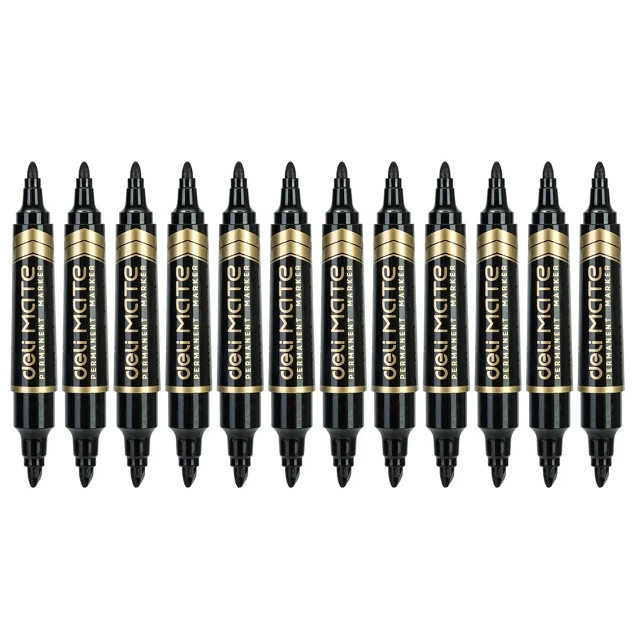 Deli Heavy-Duty Permanent Marker | Waterproof & Fade-Resistant | Bold Black Ink | ES555