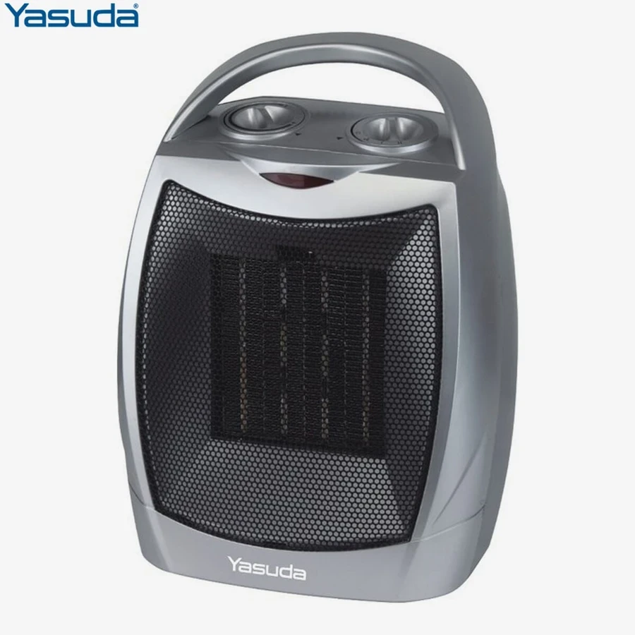 asuda YS-H15P PTC Ceramic Heater (Grey) - 1500W Max Power, 2 Heat Settings, Quick Heating Within Seconds, Portable ABS Body