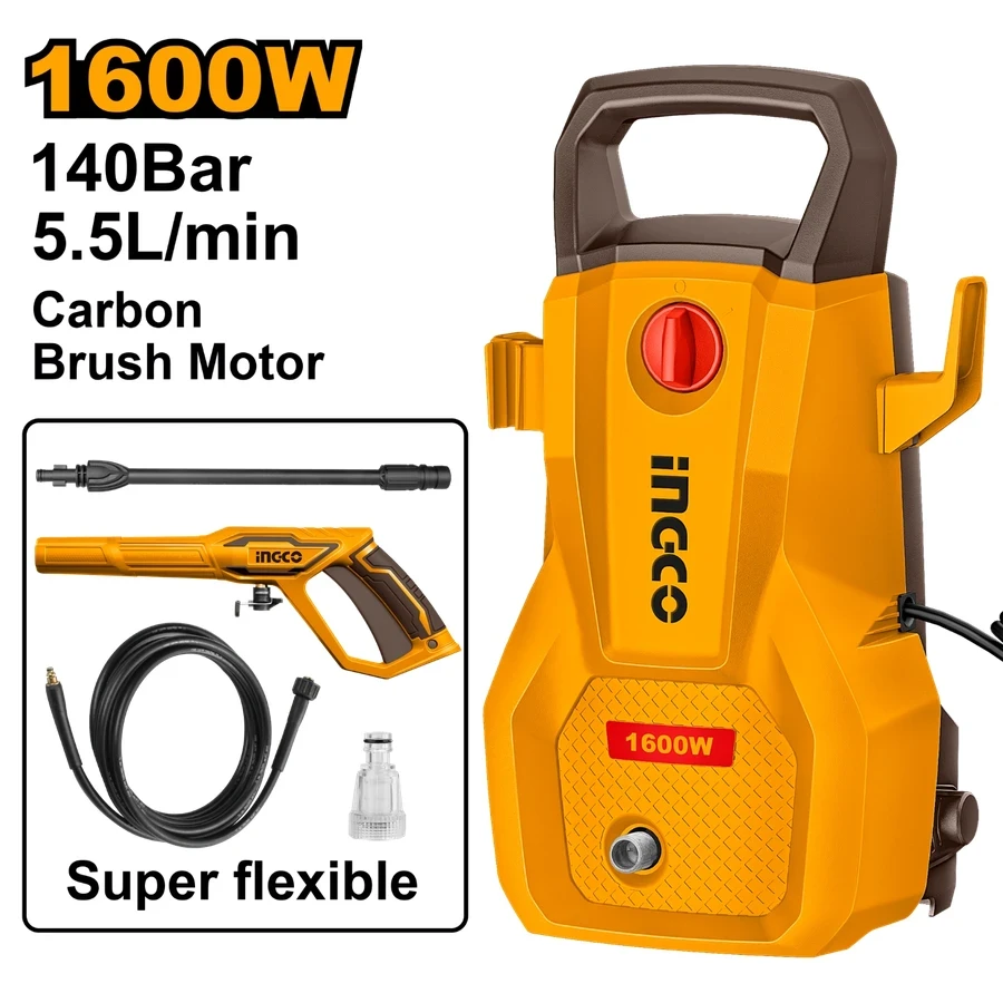 INGCO 1600W High-Pressure Washer | 140Bar Compact Power | HPWR16008