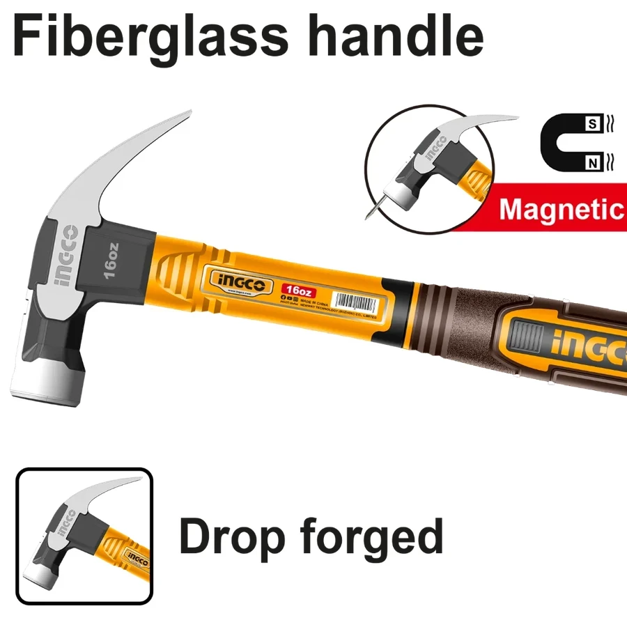 Professional Claw Hammer | HCH81016 | 16oz (450g) | Magnetic Nail Starter