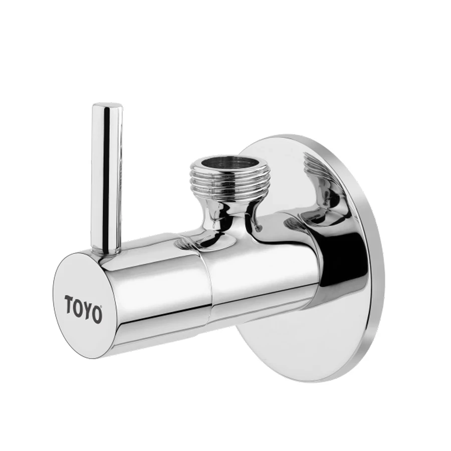 TOYO EC-51704 Angle Valve - Premium Brass Body, Wall Flange Included, CP Chrome Finish