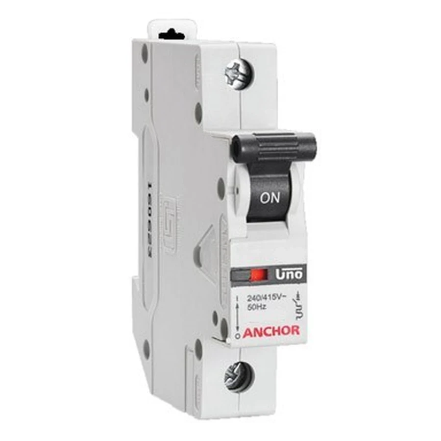Anchor UNO SP MCB 32A 'C' Curve 98006 - Single Pole, 10kA Breaking Capacity, Standard Circuit Breaker for Appliance Protection