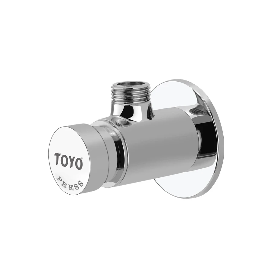 TOYO PM-51803 Pressmatic Angle Valve - Auto Closing, Premium Brass Body, CP Chrome Finish, Water Saving