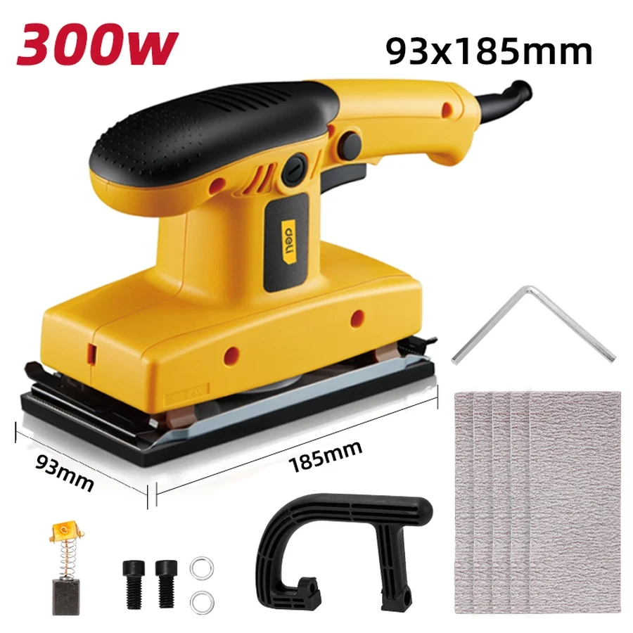 EDL-SG180-E2 Finishing Sander 300W - 93x185mm Base, 12,000 RPM, Soft Grip, Dust-Proof Switch, Lock-On Function (Yellow)