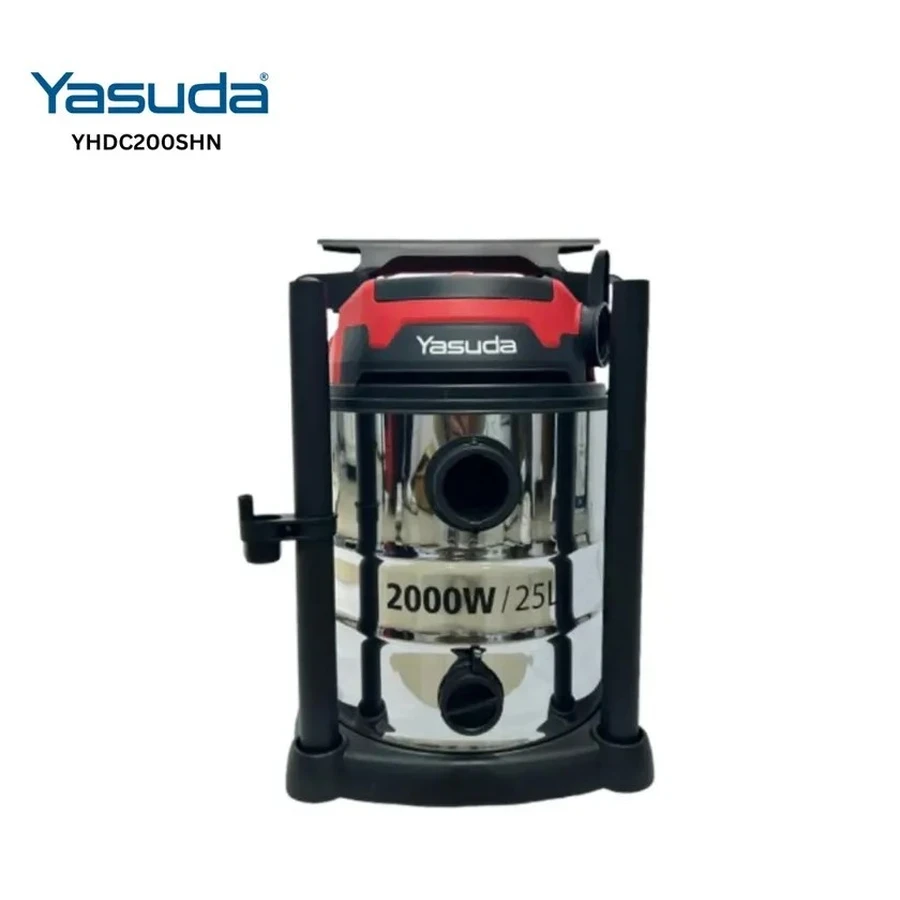 Yasuda YS-VC2025DK Wet and Dry Drum Vacuum Cleaner - 2000W High Power, 25 Ltrs Large Capacity (Red/Silver)