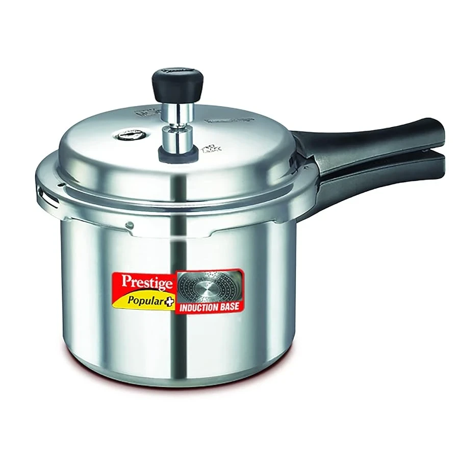 Prestige Popular Plus 10203 | 5 LTRS | Virgin Aluminium Pressure Cooker | Induction Base Outer Lid Triple Safety System