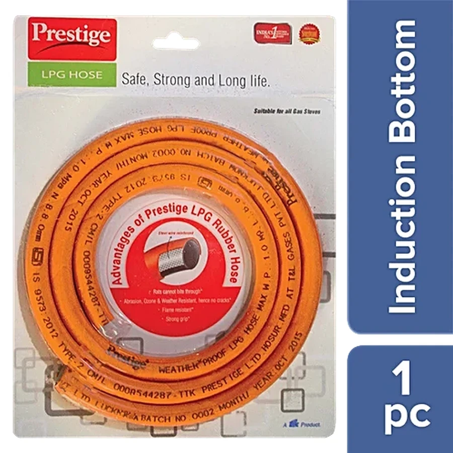 62694 L.P Gas Stove L.P.G Hose 1.5m | 3-Layer Reinforced | Rat Resistant Steel Wire Mesh | Flame Retardant | Black