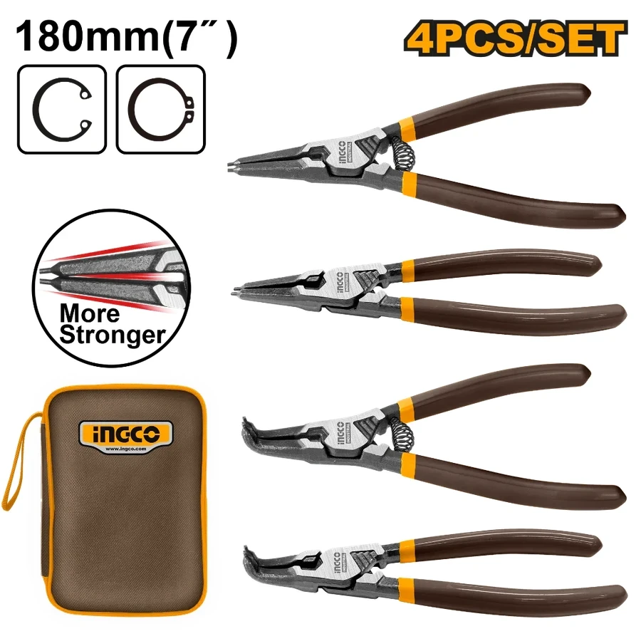 Professional 4 Pcs Circlip Pliers Set | HCCPS26180 | 7" (180mm) | Cr-V Steel