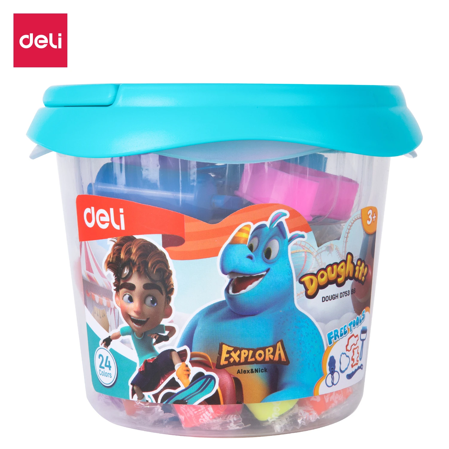 Deli ED75386 Educational Dough Set - 24 Vibrant Colors for Creative Modeling, Artistic Play, and Classroom Projects