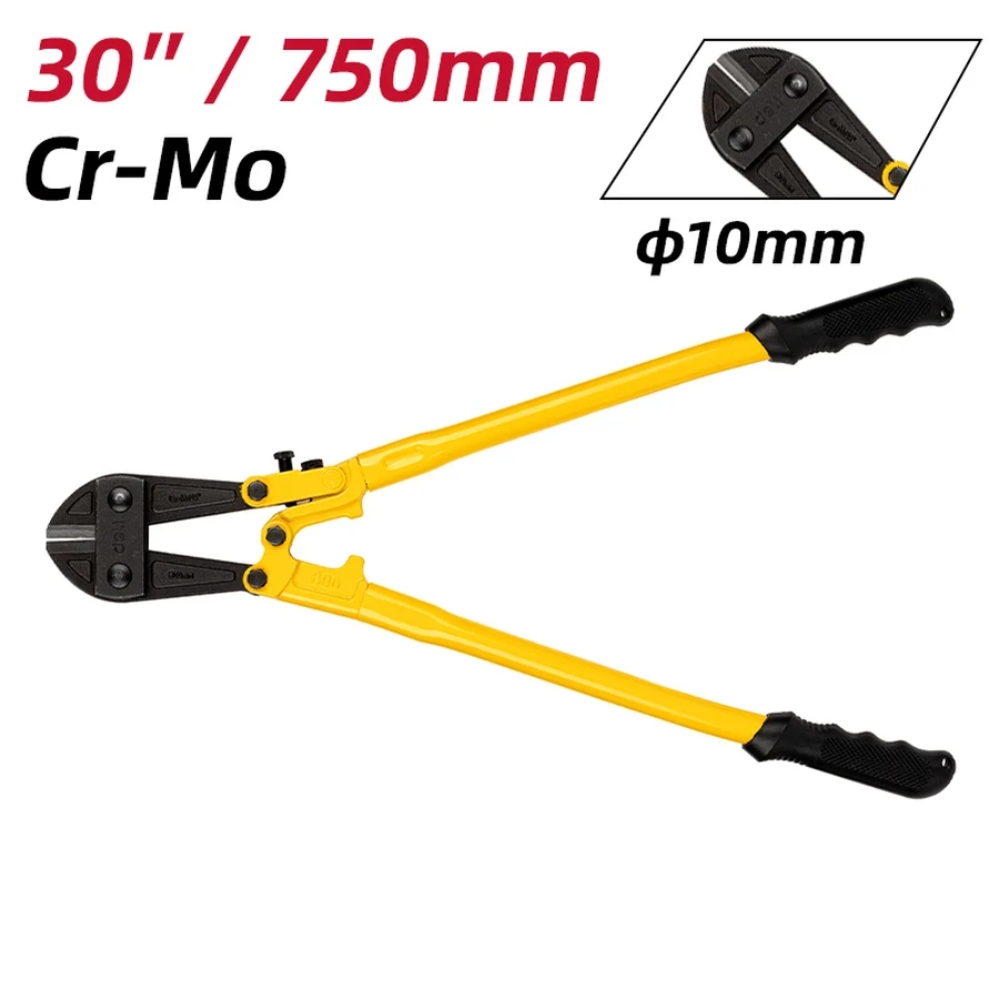 EDL2630 Heavy-Duty Bolt Cutter 30" - High-Leverage, Cr-Mo Blade (56HRC), Sharp Shear Action (30HRC), Ideal for Thick Bolts and Chains (Yellow)