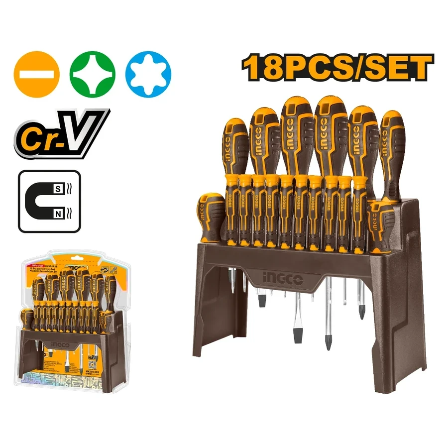 Professional 18 Pcs Screwdriver & Precision Set | HKSD1828 | CR-V Steel | New Design Handle