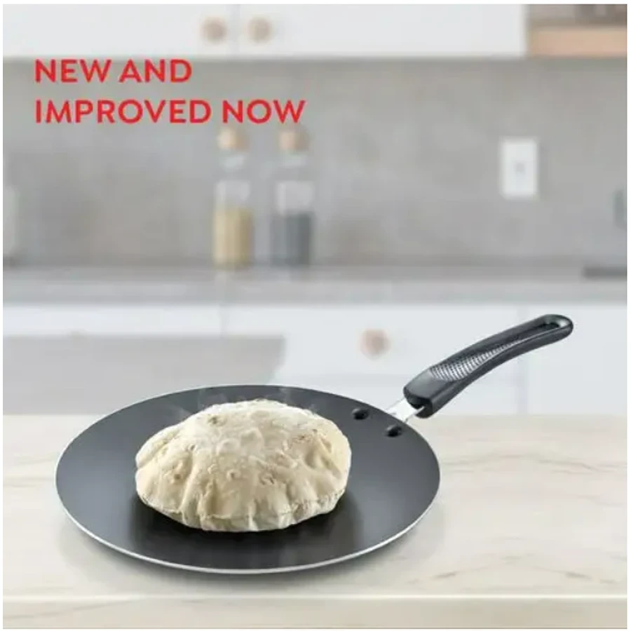 Prestige 30712 Omega Select Plus Concave Tawa 250mm | 3-Layer Metal Spoon Friendly Non-Stick | Gas Compatible | Black