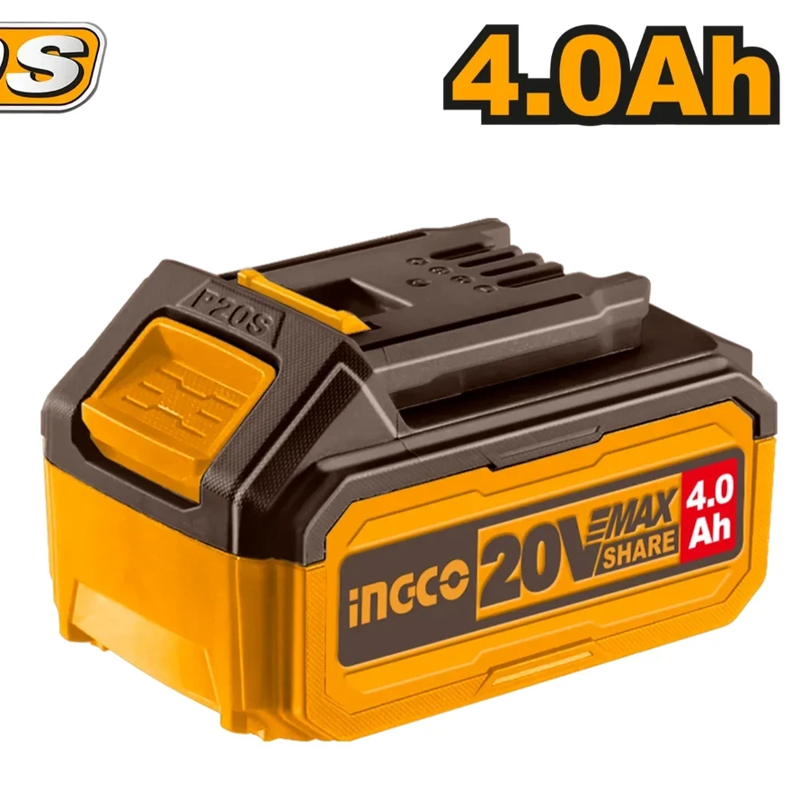 INGCO P20S Lithium-Ion Battery Pack | 20V 4.0Ah High Capacity | LED Power Indicator | FBLI2002