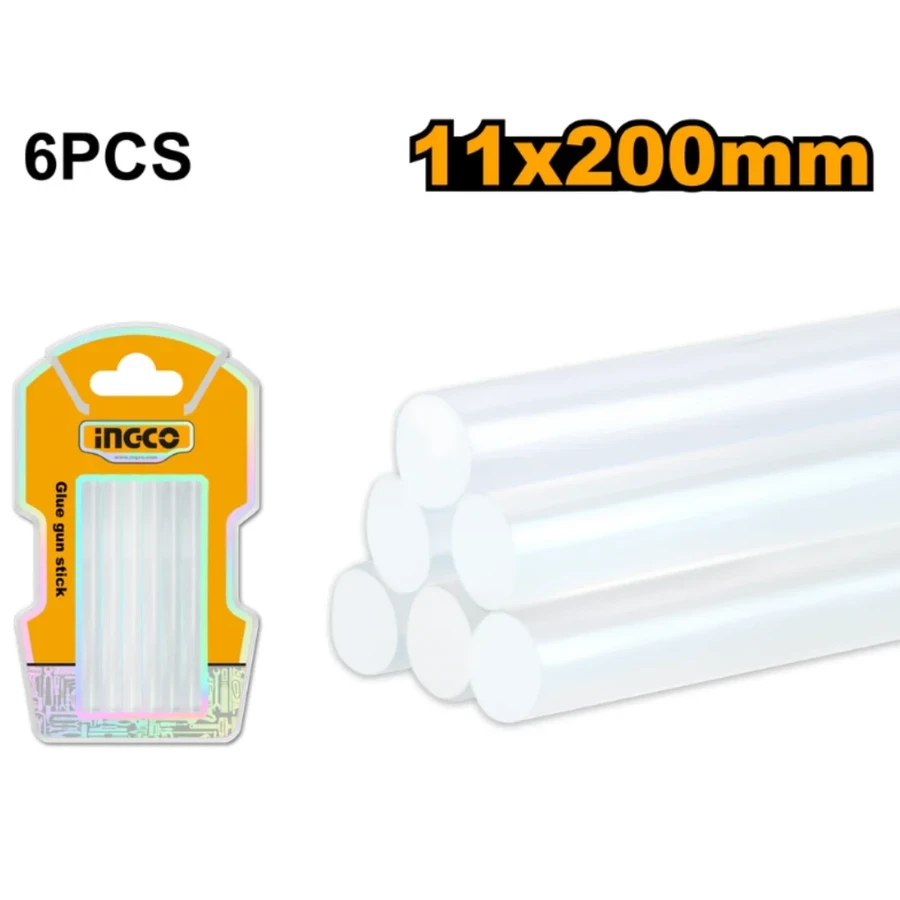 INGCO 6-Piece Heavy-Duty Glue Gun Sticks | 11.2mm x 20cm | AKTGS2061