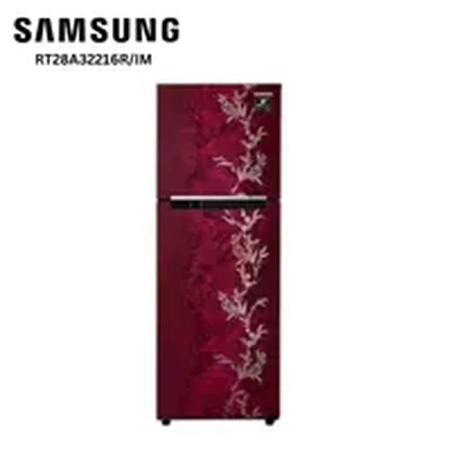 Samsung RT28A32216R/IM 253L Double Door Refrigerator | Digital Inverter Technology | Frost Free | Mystic Overlay Red | Glass Shelves