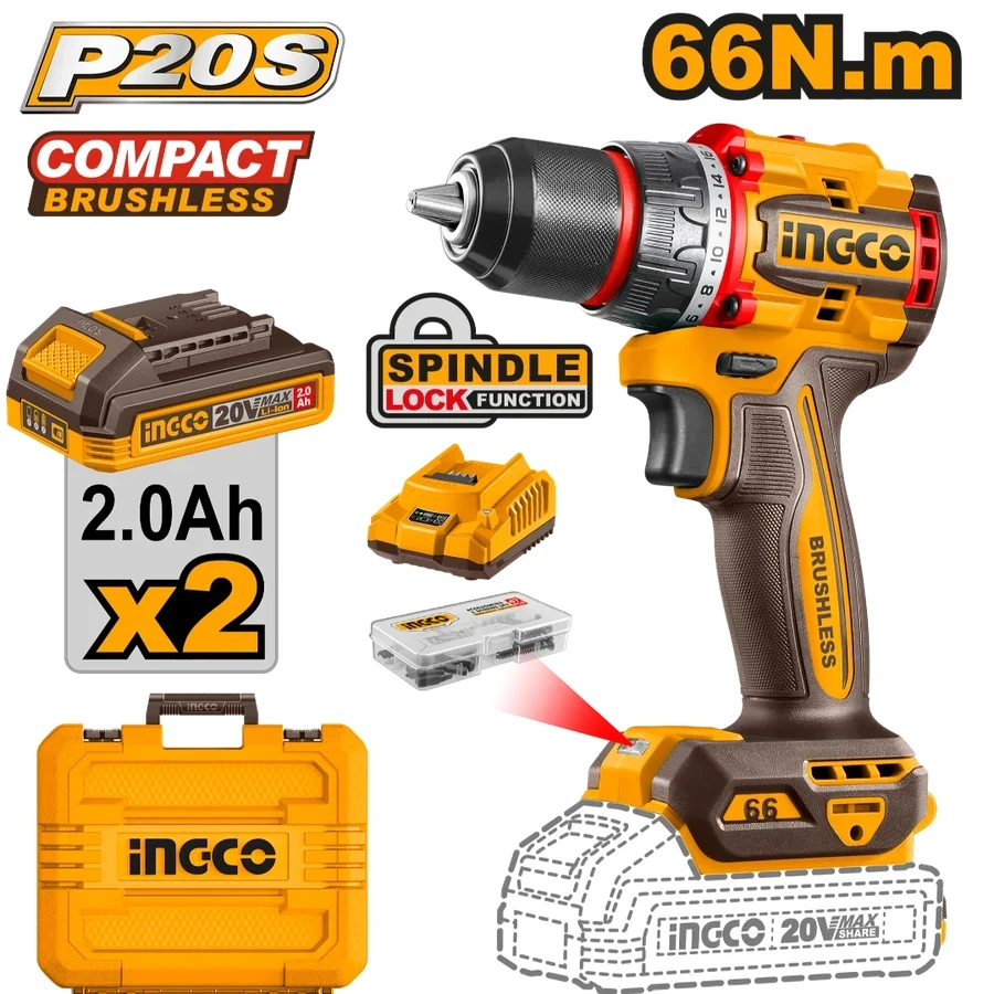 Compact Brushless Cordless Drill | CDLI20668 | 20V Max | 66Nm Ultra-High Torque