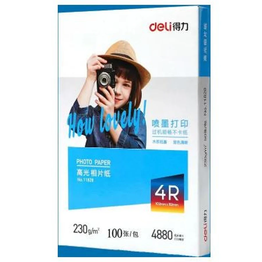 Deli E11822 6x4 Glossy Photo Paper - 230 GSM Thick Stock for Vibrant Colour and Good Photo Results