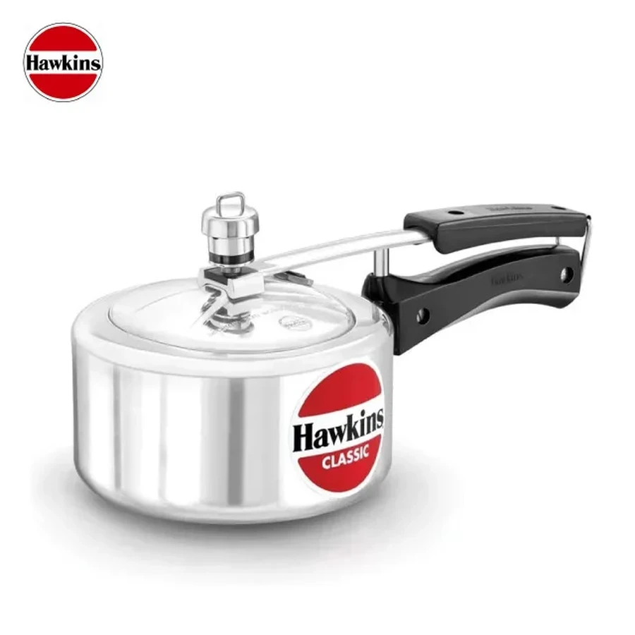 Hawkins Classic Pressure Cooker | 1.5L / 2L Capacity | Mirror Polished Aluminium | Inside-Fitting Safety Lid | Gas Stovetop Compatible | Silver