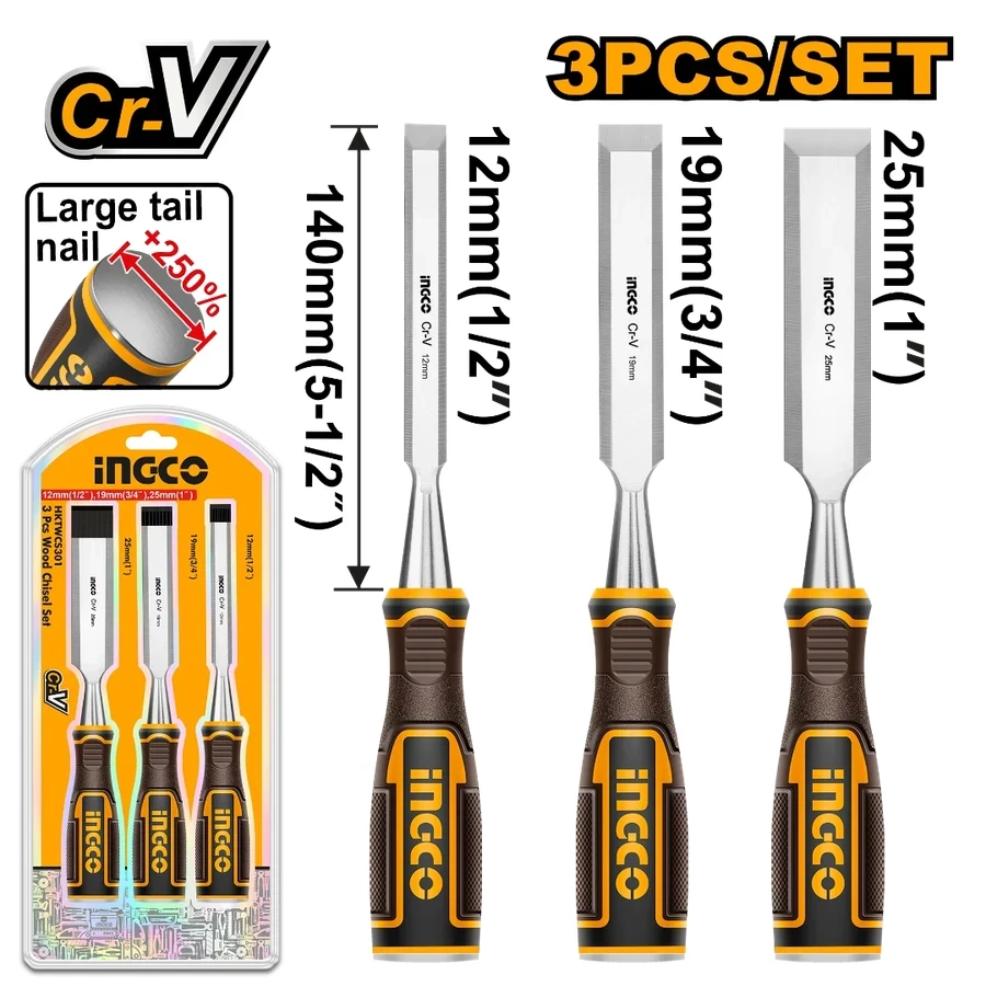 3 Pcs Professional Wood Chisel Set | HKTWCS301 | Chrome Vanadium Steel