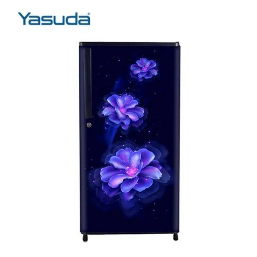Yasuda YSGS190CBF/CWF 190 Litre Single Door Refrigerator | Celio Blue / Wine Floral | A++ Energy Saving | Toughened Glass Shelves