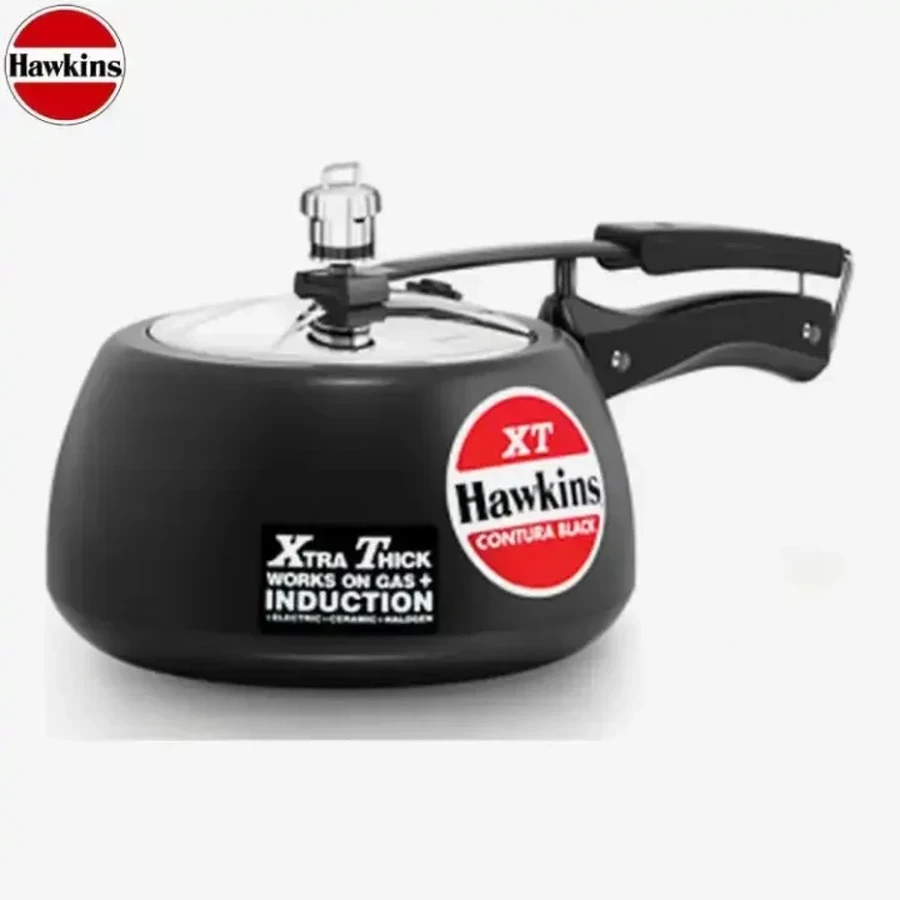 Hawkins CXT30 3L Contura Black XT Pressure Cooker | Hard Anodised Extra-Thick Body | Induction Base | Stainless Steel Lid | Black