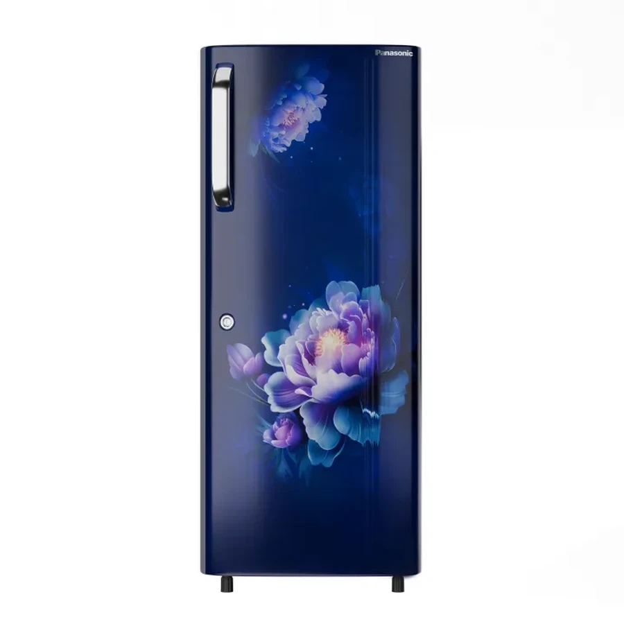 Panasonic NR-A242CFRX 240L Single Door Refrigerator | Toughened Glass Shelves | Stabilizer Free Operation | Floral Blue High Gloss Finish
