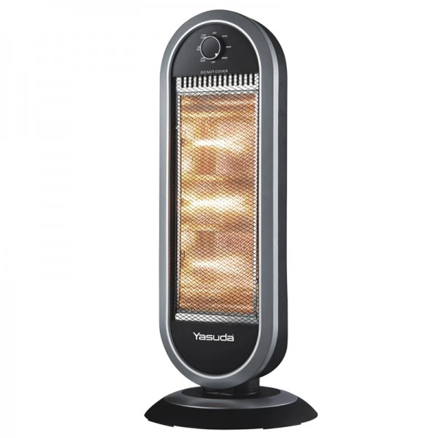 Yasuda YS-H13T Halogen Heater (Grey) - 3 Power Sets (400W/800W/1200W), Wide-Angle Oscillation and Safety Tip-Over Switch