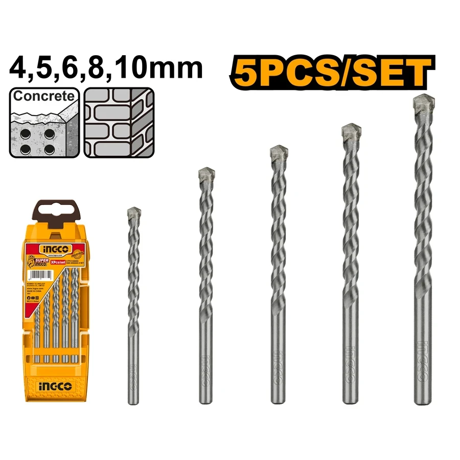 Masonry Drill Bit Set | AKD3051 | 5 Pcs High-Durability Set | 4mm–10mm