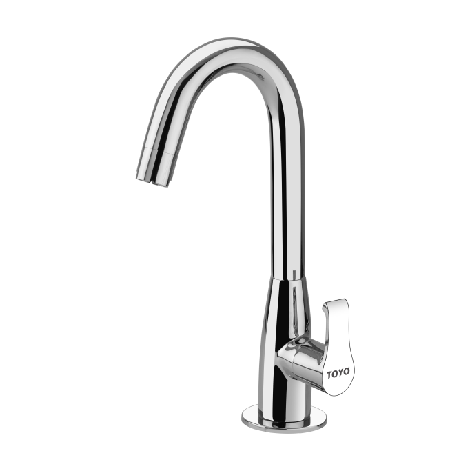 TOYO: Alex Series L Swan Neck Regular Long Extended Sink Cock 1/2inch: CP